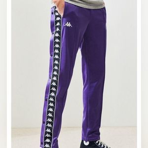 Kappa Purple Track Pants with Black and White Logo Stripes
